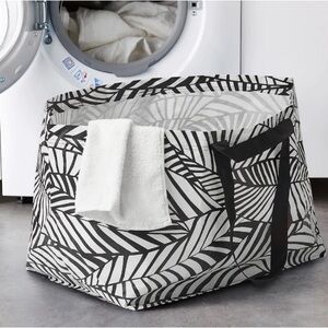 IKEA SLUKIS Black & White Leaf Pattern Shopping Bag